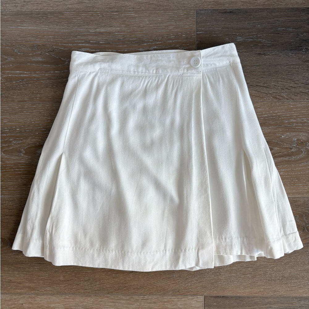 White Pleated Wrap Skirt